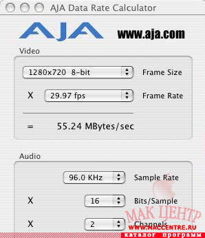 AJA Data Rate Calculator 1.2  Mac OS X - , 